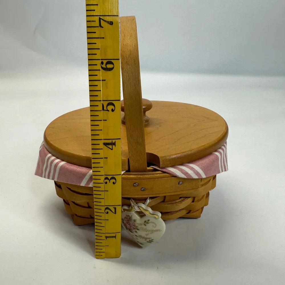Longaberger 1999 Horizon of Hope Basket Lid Liner Protector Tie-on Charm Pink